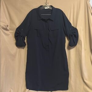 EUC Classic Calvin Klein Navy Blue Shirt Dress size 14